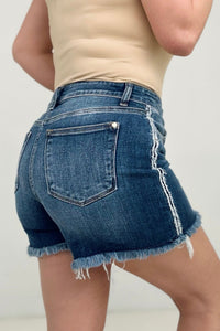 Judy Blue High Waist With Side Seam Fray Detail Denim Shorts