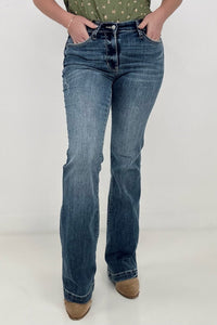Judy Blue Mid Rise Braided Belt Loop Slim Bootcut Jeans