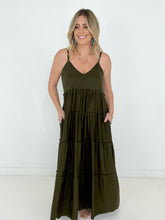 Load image into Gallery viewer, New Colors - Zenana V-Neck Cami Maxi Tiered Dress with Side Pockets
