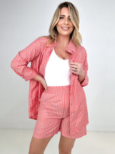 Load image into Gallery viewer, Zenana Striped Button Down Long Sleeve Shirt and Shorts Set
