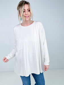 Zenana Luxe Rayon Oversized Round Neck Front Pocket Top