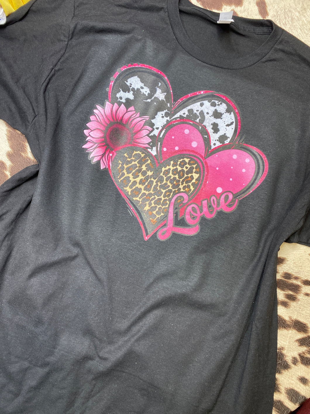 Triple Heart Love graphic tee