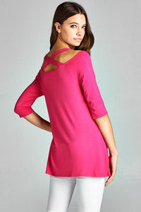 Double Crossed Top in Hot Pink