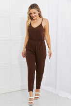 Load image into Gallery viewer, Capella Comfy Casual Full Size Solid Elastic Waistband Jumpsuit in Chocolate
