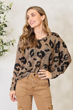 Load image into Gallery viewer, Hopely Full Size Leopard V-Neck Long Sleeve T-Shirt
