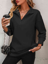 Load image into Gallery viewer, Mandy Zip-Up Dropped Shoulder Sweatshirt  ** 5-10 business day shipping! **
