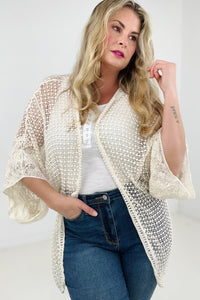 Adora Solid Popcorn Crochet Cardigan