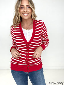 Zenana Striped Snap Button Cardigan