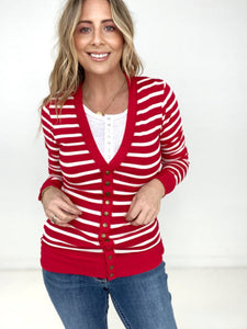 Zenana Striped Snap Button Cardigan