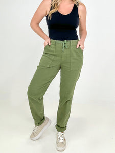 Judy Blue "Jessie" High Waist Olive Green Denim Jogger