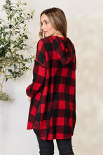 Load image into Gallery viewer, Heimish Full Size Plaid Button Front Hooded Shirt
