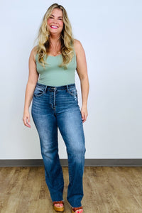 Judy Blue High Waist Hidden Button-Fly Straight Jeans