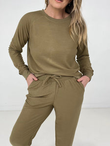 Zenana "Splendid" Reverse Soft French Terry Top & Jogger Set