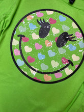 Load image into Gallery viewer, Lime green smiley graphic tee
