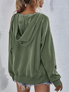 Dropped Shoulder Slit Hoodie  ** 5-10 BUSINESS DAY SHIPPING!**