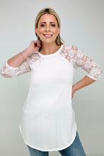 Load image into Gallery viewer, Zenana Plus Lace Half Sleeve Round Neck &amp; Round Hem Top
