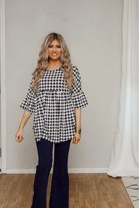 Be seen hounds tooth top- FINAL SALE!