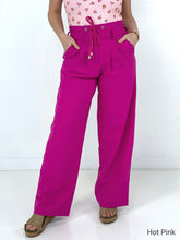 Load image into Gallery viewer, White Birch High Waist Solid Woven Wide Leg Pants With String
