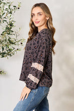 Load image into Gallery viewer, Jade By Jane Full Size Leopard Lace Detail Blouse
