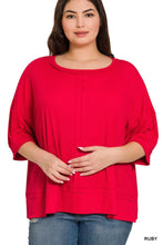 Load image into Gallery viewer, Zenana Ribbed Boat Neck Dolman Sleeve Top W Front Seam
