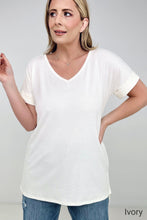 Load image into Gallery viewer, Zenana &quot;Simply Spring&quot; Ribbed V-Neck High-Low Hem Top with Side Slits
