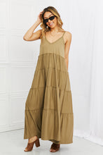 Load image into Gallery viewer, Zenana Full Size Spaghetti Strap Tiered Dress with Pockets in Khaki
