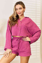 Load image into Gallery viewer, Basic Bae Buttoned Long Sleeve Top and Shorts Set
