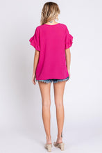 Load image into Gallery viewer, GeeGee V-Neck Ruffle Trim Short Sleeve Blouse
