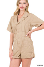 Load image into Gallery viewer, Zenana Woven Cotton Button Front Shirt Romper
