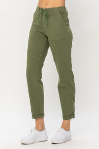 Judy Blue "Jessie" High Waist Olive Green Denim Jogger