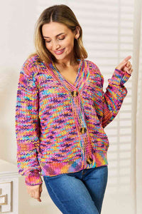 Woven Right V-Neck Long Sleeve Cardigan