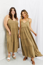 Load image into Gallery viewer, Zenana Full Size Spaghetti Strap Tiered Dress with Pockets in Khaki
