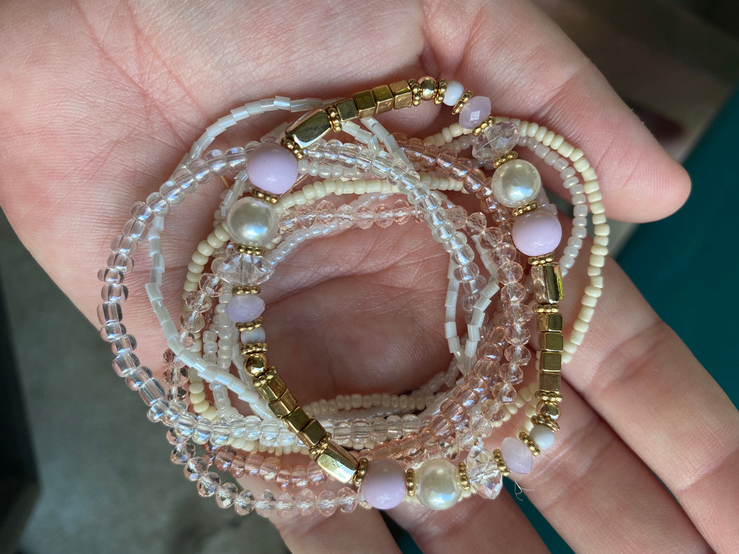 Light pink stretchy bracelet set- FINAL SALE