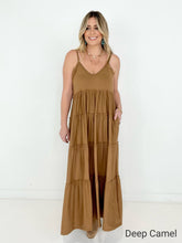 Load image into Gallery viewer, New Colors - Zenana V-Neck Cami Maxi Tiered Dress with Side Pockets
