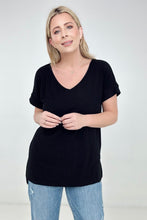 Load image into Gallery viewer, Zenana &quot;Simply Spring&quot; Ribbed V-Neck High-Low Hem Top with Side Slits
