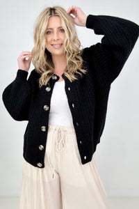 Zenana "Perfectly Poised" Solid Balloon Sleeve Button Front Cardigan