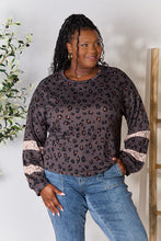 Load image into Gallery viewer, Jade By Jane Full Size Leopard Lace Detail Blouse
