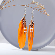 Load image into Gallery viewer, Bohemian Beaded Tassel Feather Drop Earrings
