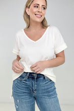 Load image into Gallery viewer, Zenana &quot;Simply Spring&quot; Ribbed V-Neck High-Low Hem Top with Side Slits
