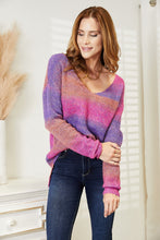 Load image into Gallery viewer, Double Take Multicolored Rib-Knit V-Neck Knit Pullover
