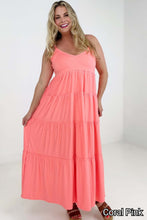 Load image into Gallery viewer, New Colors - Zenana V-Neck Cami Maxi Tiered Dress with Side Pockets
