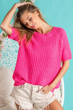 Load image into Gallery viewer, BiBi Texture Round Neck Short Sleeve Knit Top
