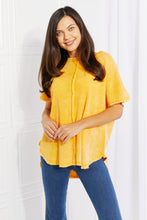 Load image into Gallery viewer, Zenana Start Small Washed Waffle Knit Top in Yellow Gold
