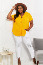 Load image into Gallery viewer, Zenana Full Size Summer Breeze Gauze Short Sleeve Shirt in Mustard
