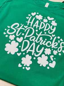 Happy St Patrick's Day clover hearts graphic tee