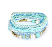 Load image into Gallery viewer, Light Blue/green Aqua Stretchy bracelet set- FINAL SALE
