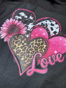 Triple Heart Love graphic tee