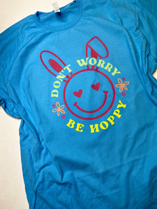 Don’t worry, be hoppy bunny graphic tee