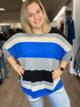 Load image into Gallery viewer, Willow oversized stripe top in blue
