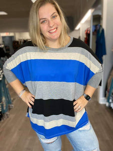 Willow oversized stripe top in blue